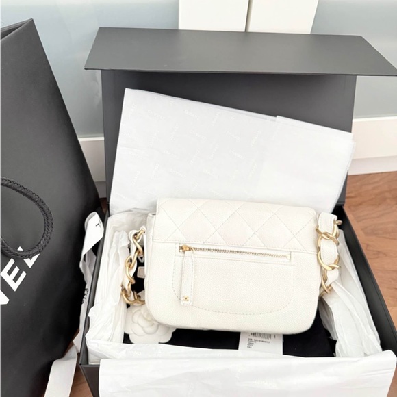 Chanel White Caviar Mini Flap Bag | Gold Hardware | Full Set - Picture 3 of 6